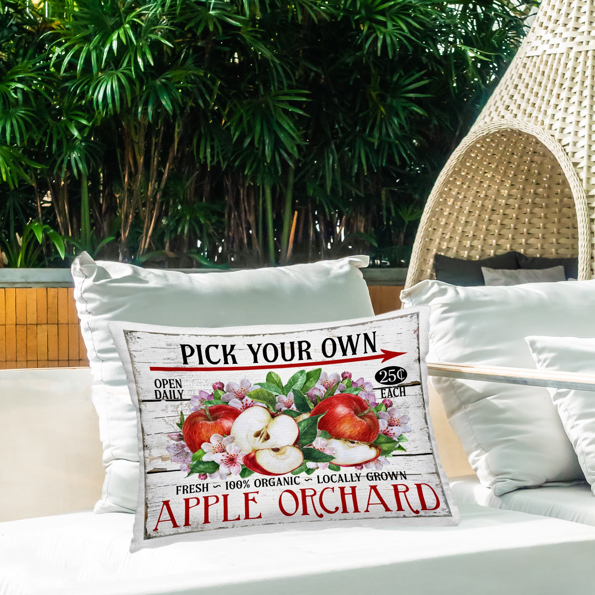 Stupell Industries Pick Your Own Apples Outdoor Printed Pillow